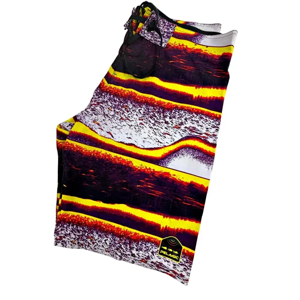 Pelagic Men 4 Stretch Tech Board Hybrid Swim Shorts Trunks Sz 36 Fishing Surfing